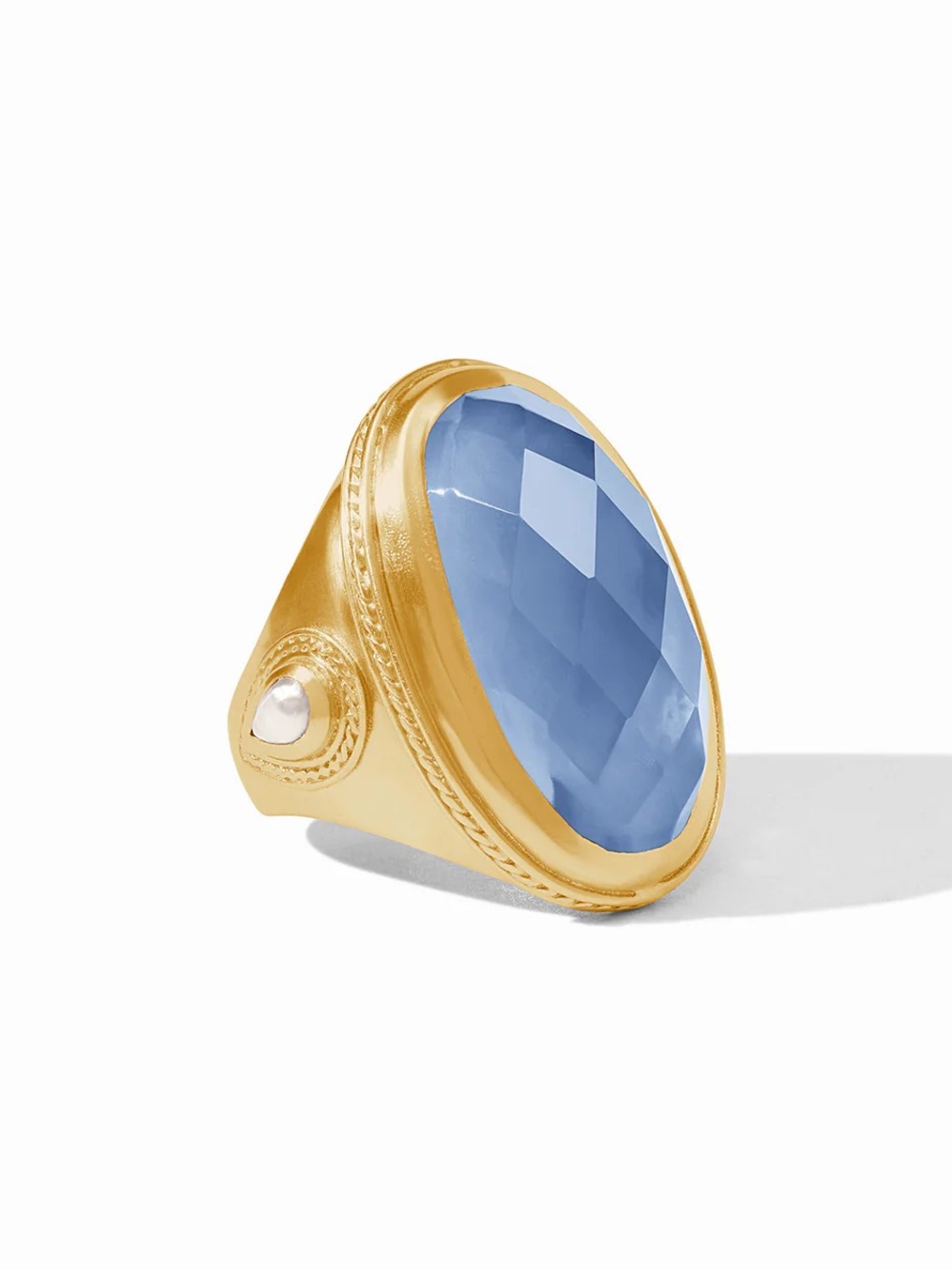 Julie Vos Gold Ring with Light Blue Faceted Stone